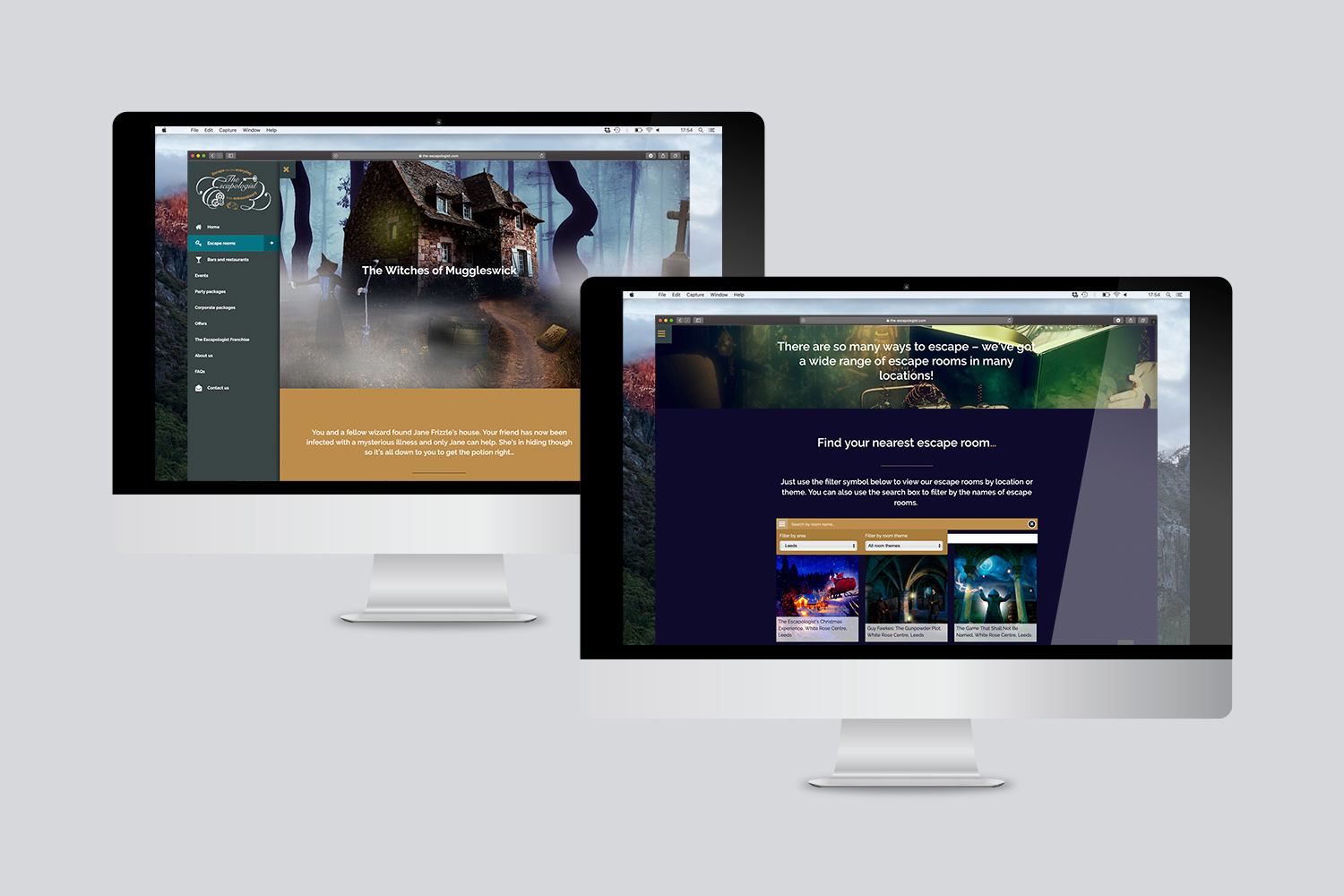 the escapologist new website screens