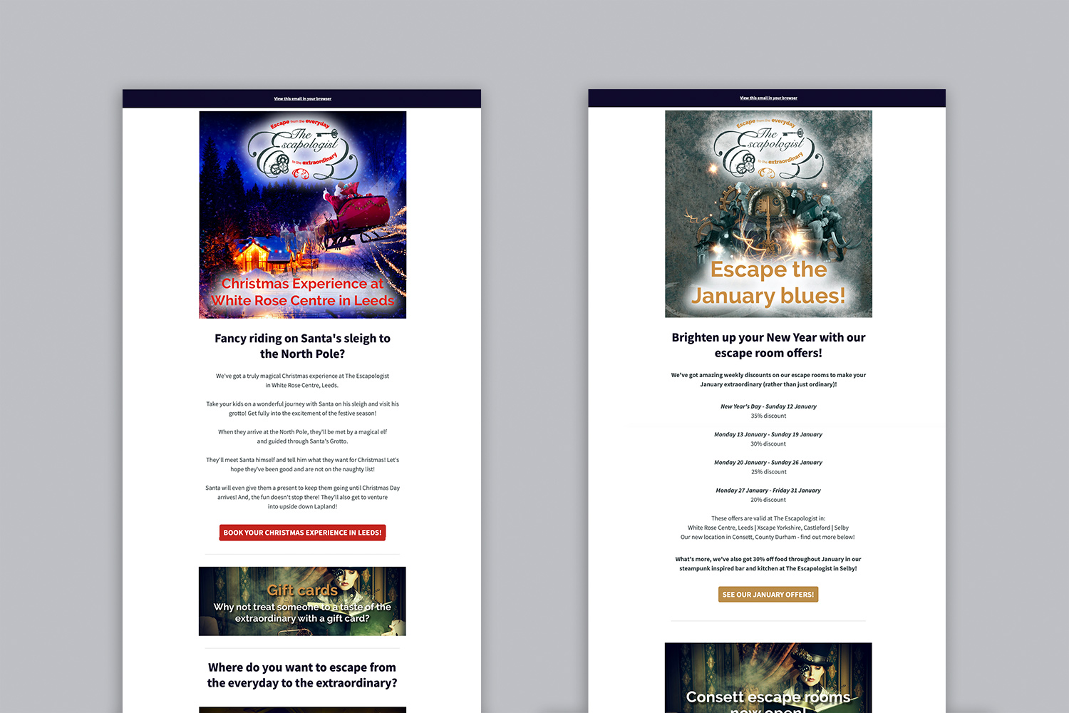 the escapologist email campaign