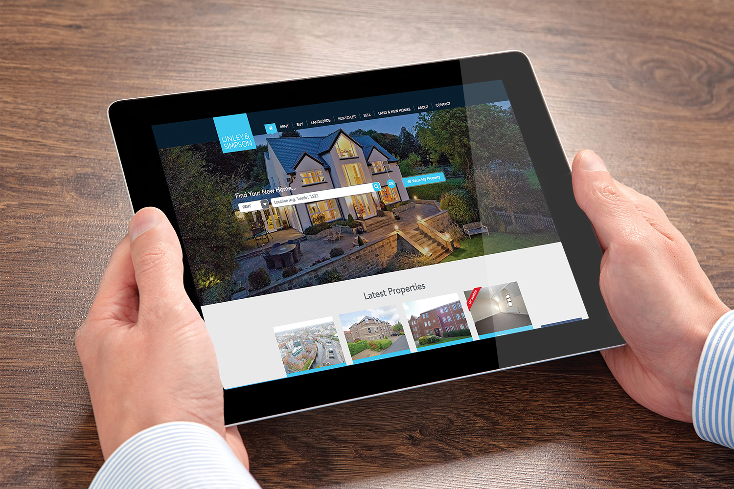 linley and simpson new website on ipad